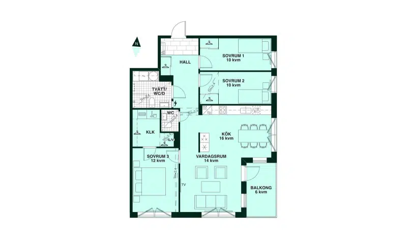 Apartment, 3 rooms, 75 m²