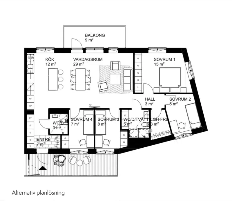 Apartment, 3 rooms, 73 m²