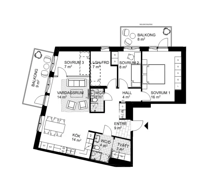 Apartment, 5 rooms, 112 m²