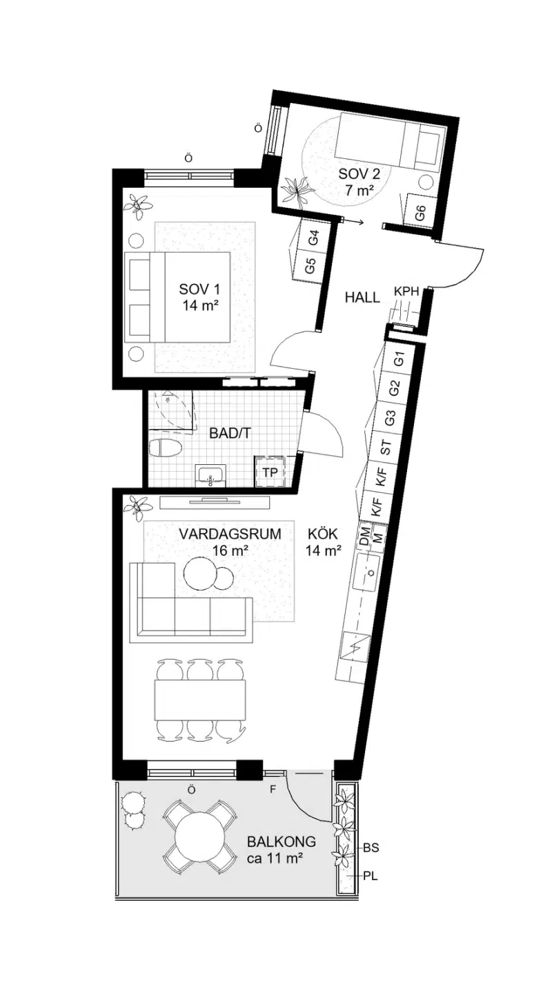 Lägenhet, 3 rum, 66 m²