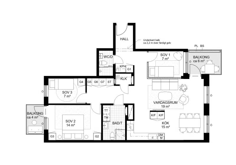 Lägenhet, 3 rum, 66 m²