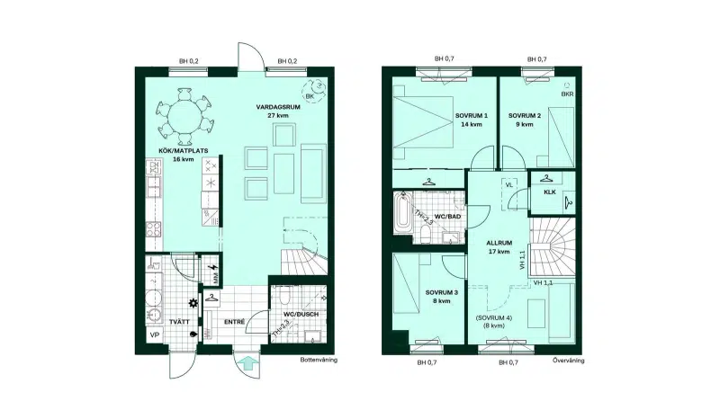 Par-/radhus, 5 rum, 121 m²