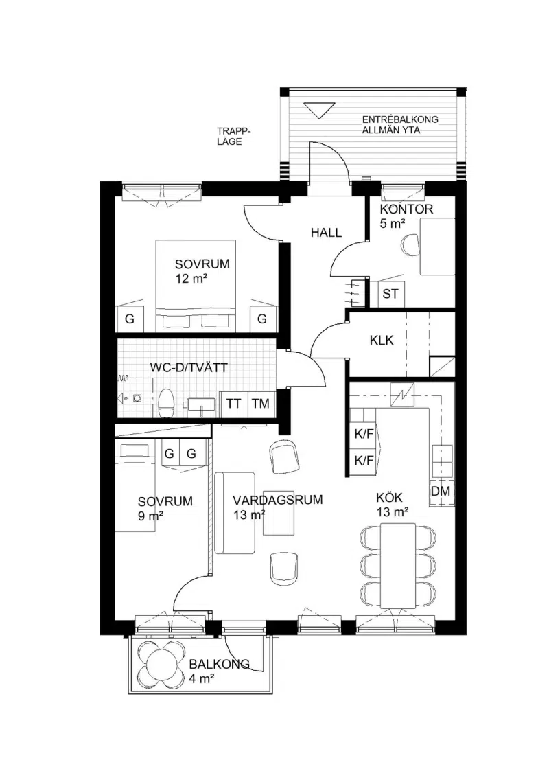 Lägenhet, 3,5 rum, 64 m²
