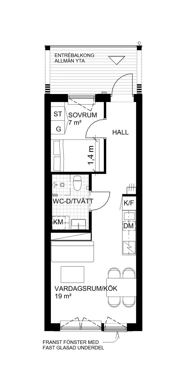 Lägenhet, 3,5 rum, 64 m²