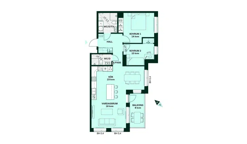 Par-/radhus, 5 rum, 160 m²