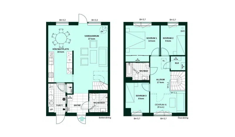 Par-/radhus, 5 rum, 121 m²