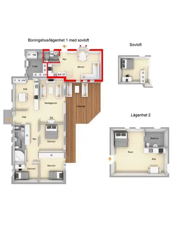 Lägenhet, 2 rum, 61 m² i Nacka