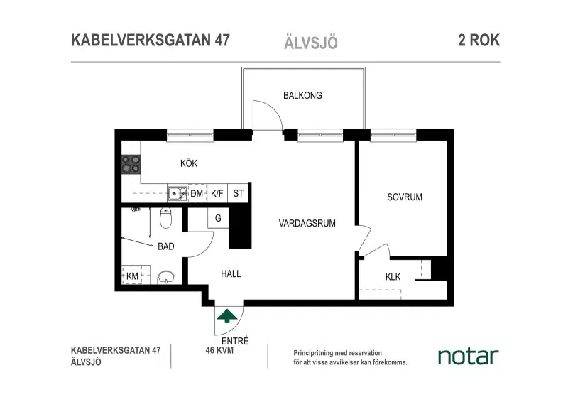 Apartment, 2 rooms, 46 m² in Stockholm