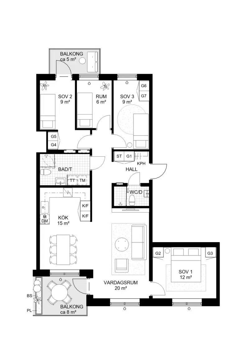 Lägenhet, 3 rum, 66 m²