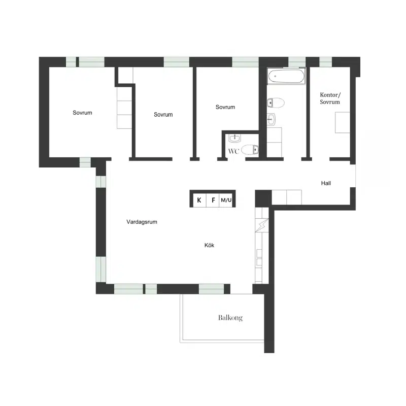 Apartment, 4,5 rooms, 94 m²