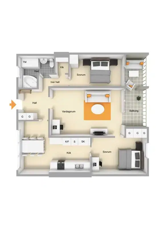 Lägenhet, 4 rum, 92 m² i Stockholm