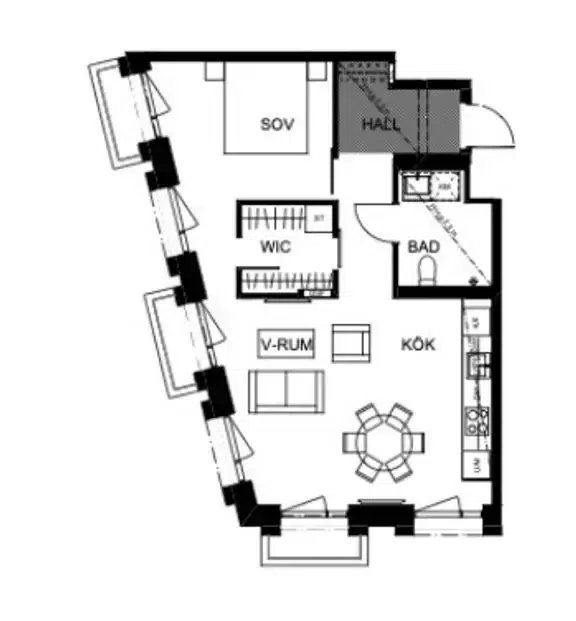 Apartment, 2 rooms, 58 m² in Stockholm